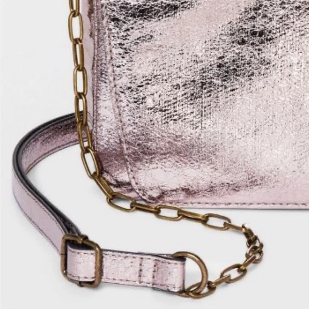 Universal Thread Flap Crossbody Bag Metallic Bronze Handbag Brown